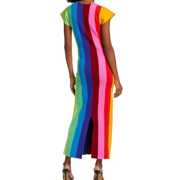 Christopher John Rogers Striped Cap-Sleeve Midi-Dress - Picture 5 of 7